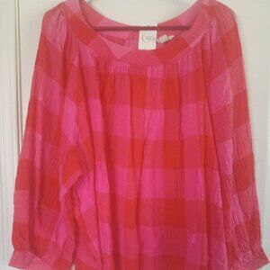 Long sleeve checkered blouse